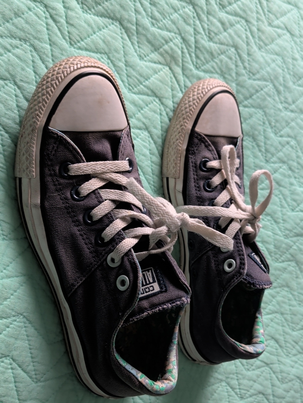 Converse Low Top Sneakers in Black with White Accents
